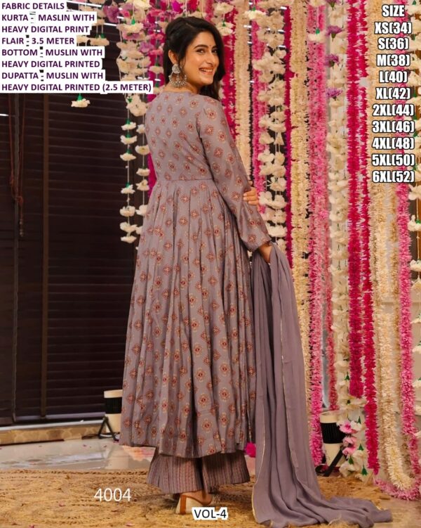 Women's Festival Wear Readymade Muslin Anarkali Suits Collection Crafted Digital Print All Over