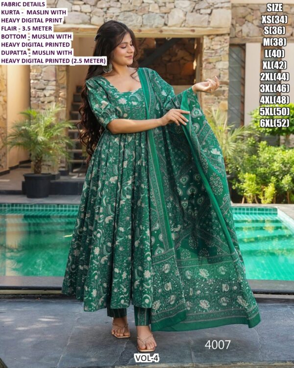 Women's Festival Wear Readymade Muslin Anarkali Suits Collection Crafted Digital Print All Over