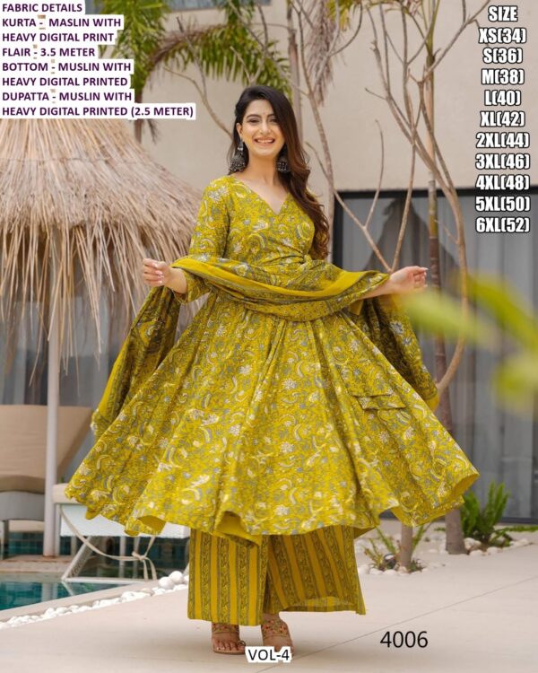 Women's Festival Wear Readymade Muslin Anarkali Suits Collection Crafted Digital Print All Over