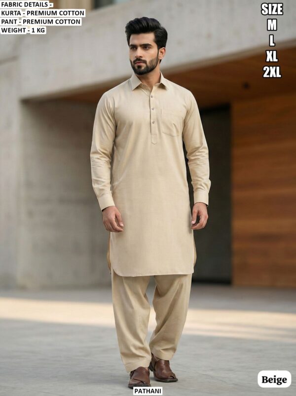 Elegant Premium Cotton Men's Wear Pathani Kurta Pajama Sets For Any Functions
