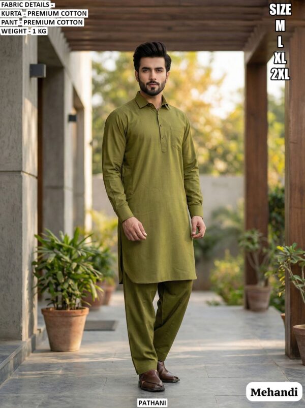 Elegant Premium Cotton Men's Wear Pathani Kurta Pajama Sets For Any Functions