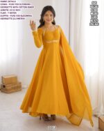 Pure Faux Blooming Georgette Suit Style Readymade Gown With Huge Flair And Dupatta