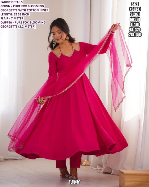 Presenting Plain Faux Blooming Georgette Anarkali Suits In New Fancy Style!