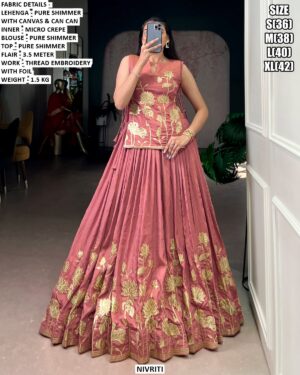 Shop Now! Pure Shimmer Lehenga Choli With Heavy Flair Intricate Thread Embroidery And Foil Highlights