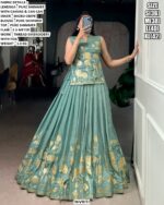 Shop Now! Pure Shimmer Lehenga Choli With Heavy Flair Intricate Thread Embroidery And Foil Highlights