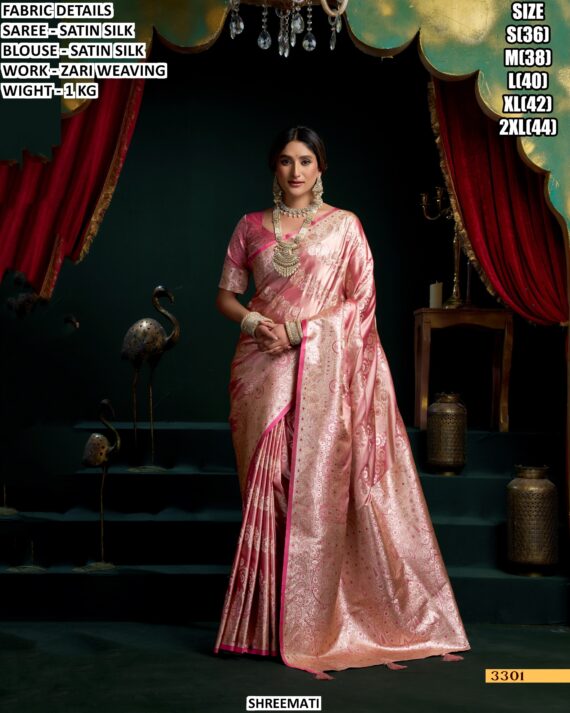 Introducing Our Satin Silk Zari Weaving Sarees — Crafted For Women Who Love Rich Shine