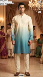 Men's Wear Premium Collection, Long Rayon Ombre Printed Kurta With Pajama