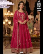 Designer Party Wear Gorgeous Look Heavy Chinon Silk Gown Dupatta Set