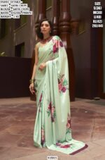 Digital Multi Floral Printed Satin Crepe Classic Party Wear Sarees With Stylish Blouse