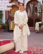 Fine Shine Rosh Silk Suit In A White Colour, Adorned With Simple Hand Work - Classy Yet Eye-Catching