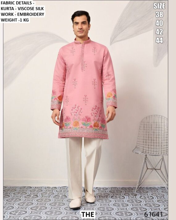 Make Every Celebration Unforgettable In This Embroidered Viscose Silk Men’s Kurtas (Only)