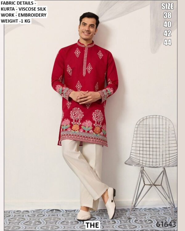 Make Every Celebration Unforgettable In This Embroidered Viscose Silk Men’s Kurtas (Only)