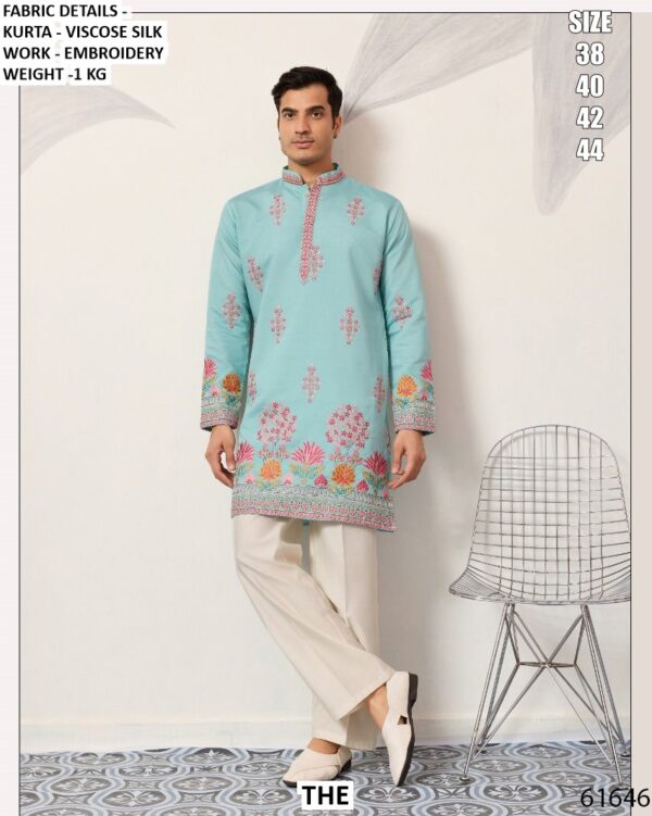 Make Every Celebration Unforgettable In This Embroidered Viscose Silk Men’s Kurtas (Only)