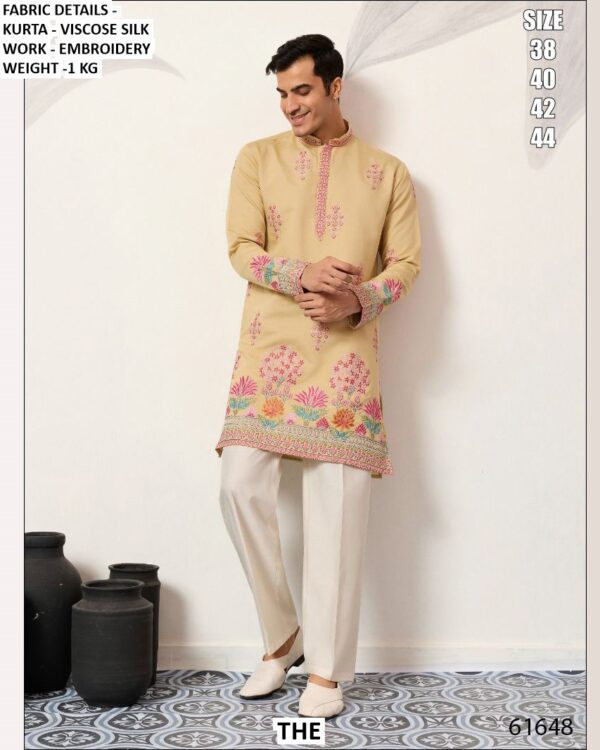 Make Every Celebration Unforgettable In This Embroidered Viscose Silk Men’s Kurtas (Only)