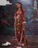 Presenting Gold Shimmer Thread Embroidery Work Festival Wear Designer Sarees