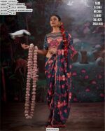 Presenting Gold Shimmer Thread Embroidery Work Festival Wear Designer Sarees