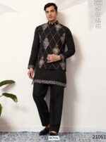 Men's Viscose Art Silk Kurta Koti Set In Three Colours With Thread And Sequins Embroidery