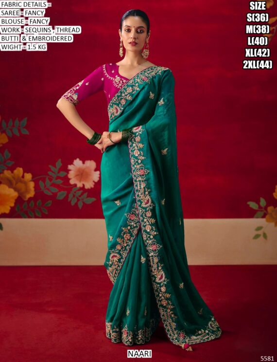 Wedding Wear Fancy Fabric Sarees In Vibrant Colours, Luxurious Work And Bold Designs
