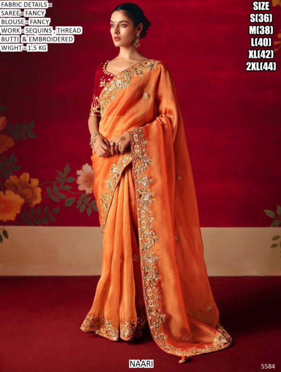 Wedding Wear Fancy Fabric Sarees In Vibrant Colours, Luxurious Work And Bold Designs