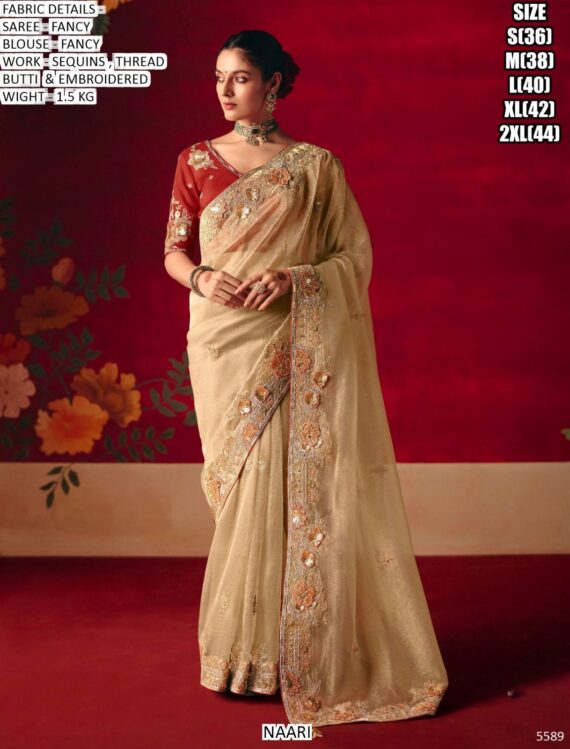 Wedding Wear Fancy Fabric Sarees In Vibrant Colours, Luxurious Work And Bold Designs