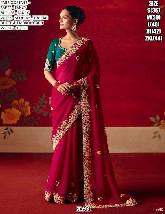Wedding Wear Fancy Fabric Sarees In Vibrant Colours, Luxurious Work And Bold Designs