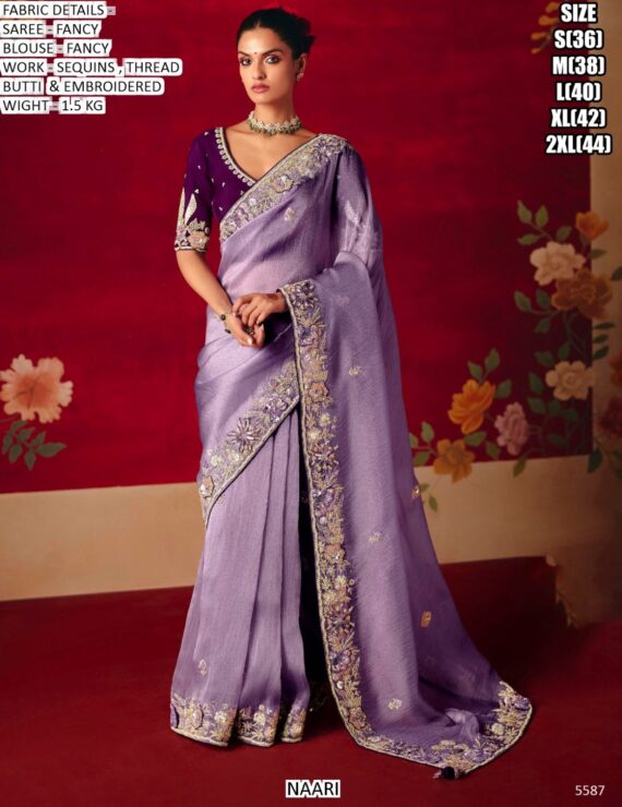 Wedding Wear Fancy Fabric Sarees In Vibrant Colours, Luxurious Work And Bold Designs