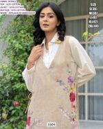 Applique And Embroidery Jute Co-ord Set - Cotton Shirt And Separate Jute Jacket With Jute Bottom