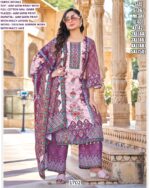 Digital Printed And Original Mirror Work Jam Satin Three-Piece Pakistani Suits For Women