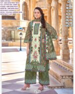 Digital Printed And Original Mirror Work Jam Satin Three-Piece Pakistani Suits For Women