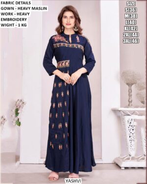 Readymade Heavy Muslin Modern And Elegant Long Gowns For Women