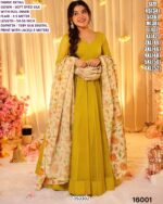 Women’s Premium Flared Silk Anarkali Gown Set with Tebby Silk Dupatta