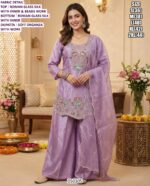 Women's Designer Roman Glass Silk & Simar Silk Kurti Palazzo Set with Mirror Work