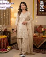 Simar Silk Kurti Suit Set With Organza Dupatta For Womens