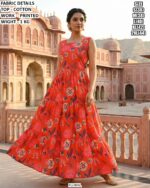 Stylish Cotton Printed Floral Maxi Dress for Women
