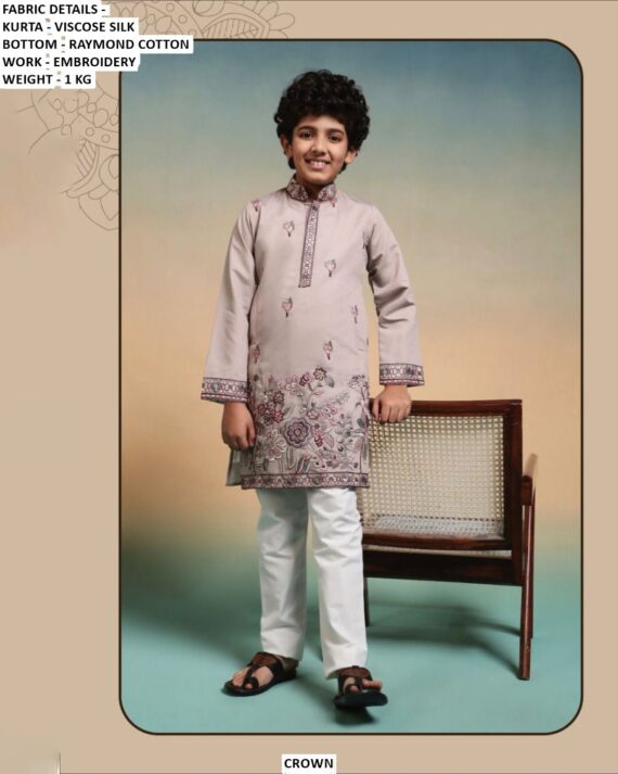 Boys Designer Embroidered Kurta Pajama Set