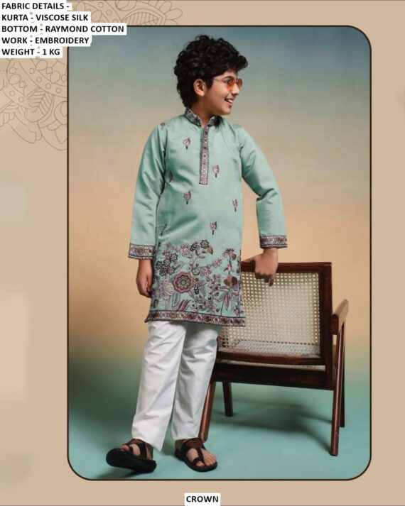 Boys Designer Embroidered Kurta Pajama Set