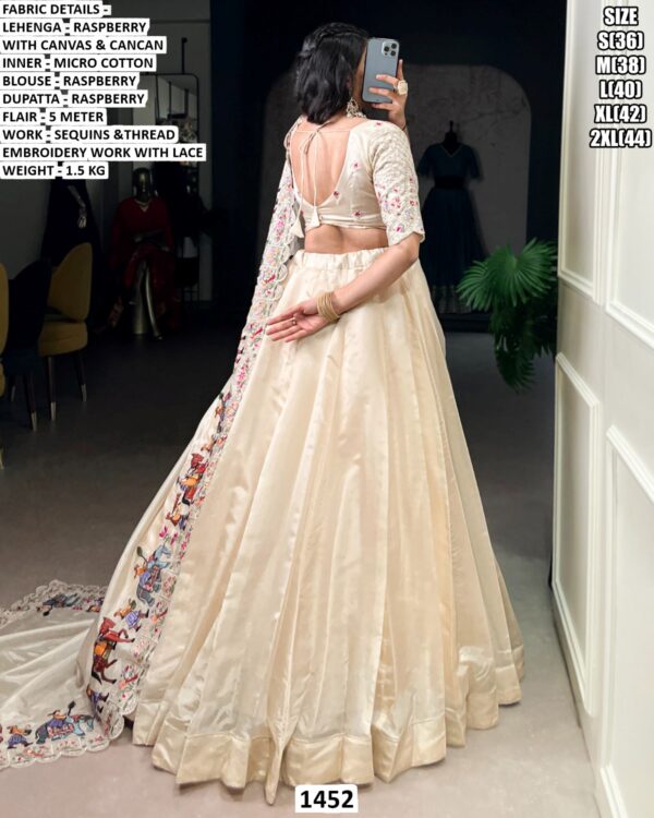 Royal Raspberry Embroidered Lehenga Set With Sequins & Thread Work Dupatta