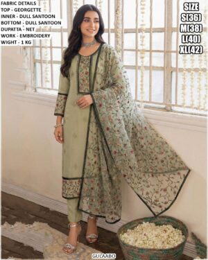 Women's Elegant Georgette Embroidered Suit Set with Net Dupatta