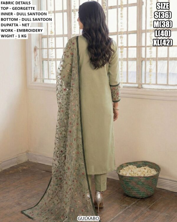 Women's Elegant Georgette Embroidered Suit Set with Net Dupatta