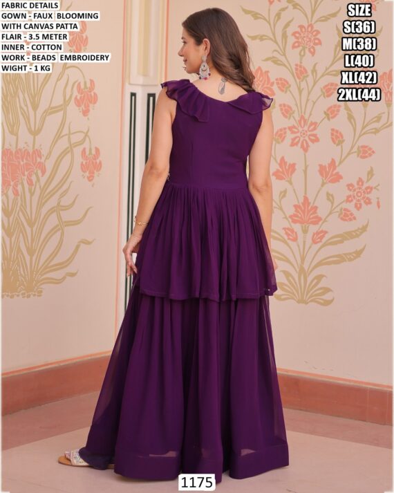 Designer Faux Blooming Embroidered Party Wear Gown