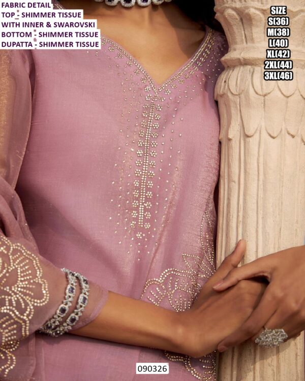 himmer Tissue Swarovski Work Suit Set With Dupatta