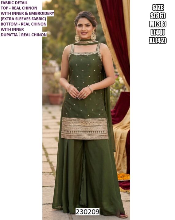 Women’s Vichitra Silk & Chinon Festive Wear Suit Set & Dupatta