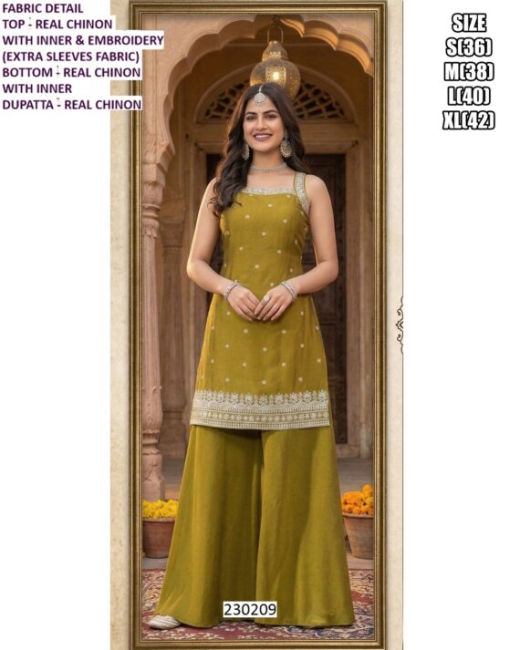 Women’s Vichitra Silk & Chinon Festive Wear Suit Set & Dupatta