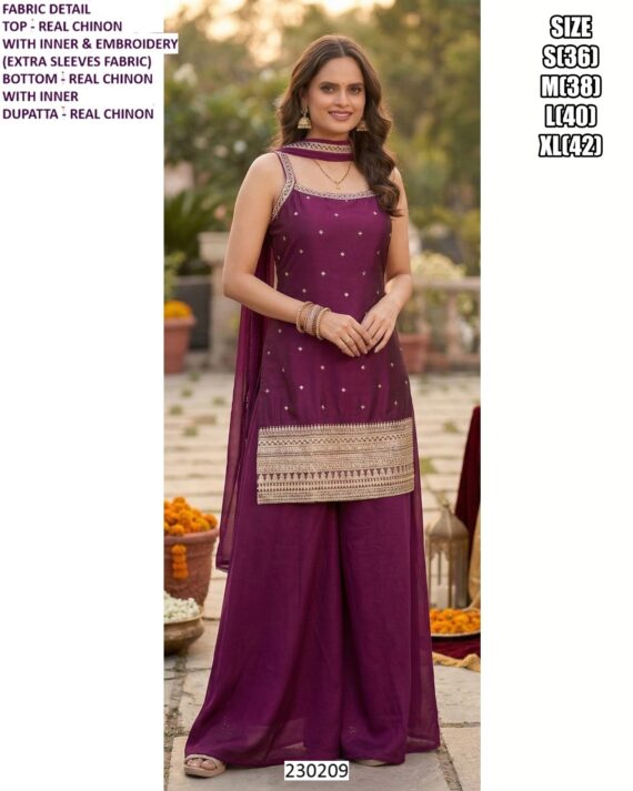 Women’s Vichitra Silk & Chinon Festive Wear Suit Set & Dupatta