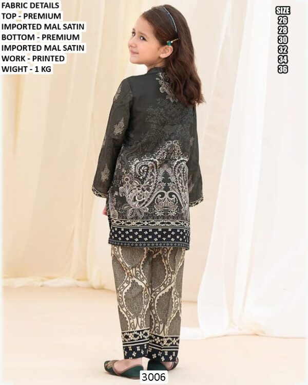 Kids Premium Mal Satin Printed Kurta Pant Set