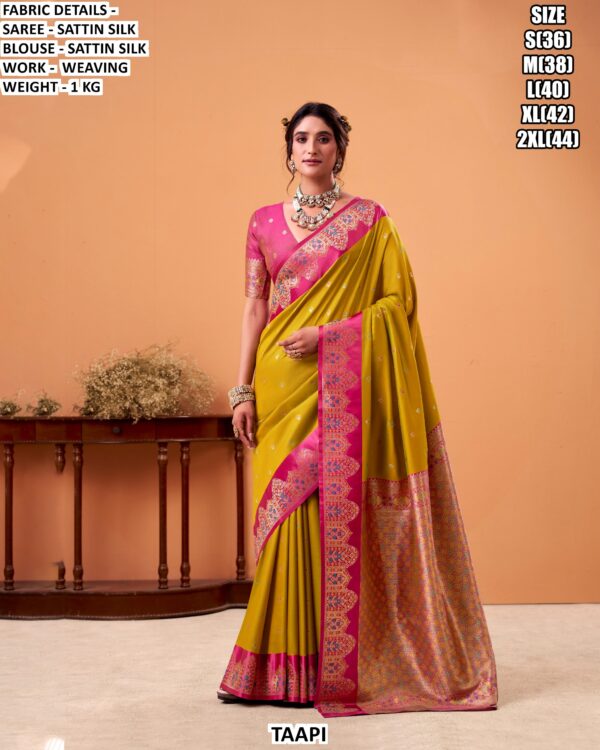 Satin Silk Saree With Rich Weaving Work