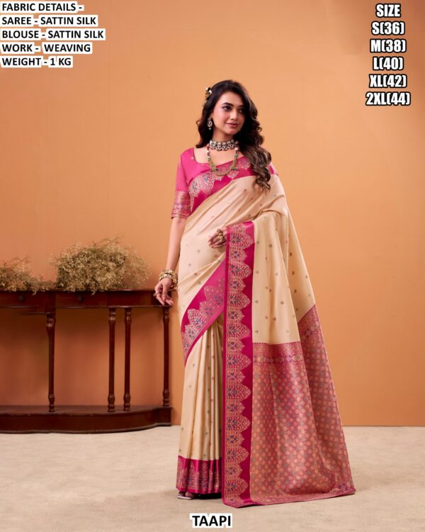 Satin Silk Saree With Rich Weaving Work