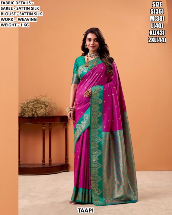 Satin Silk Saree With Rich Weaving Work
