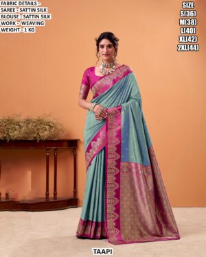 Satin Silk Saree With Rich Weaving Work