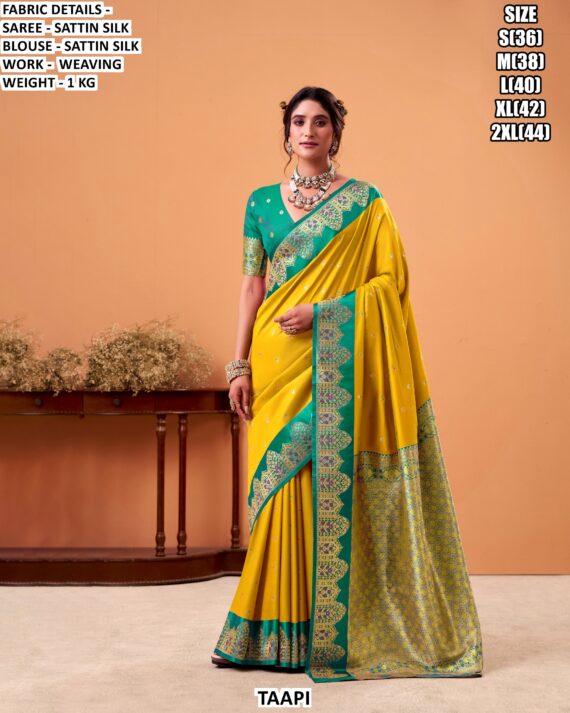 Satin Silk Saree With Rich Weaving Work